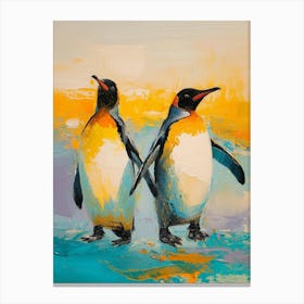 King Penguin Oamaru Blue Penguin Colony Colour Block Painting 4 Canvas Print