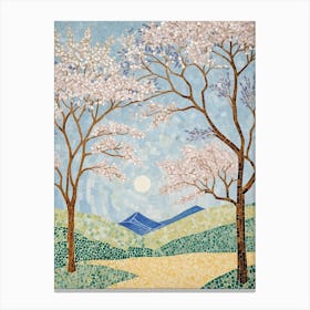 Cherry Blossoms Mosaic Canvas Print