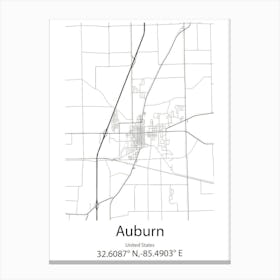 Auburn Hills,United States Minimalist Map 1 Canvas Print