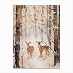 Winter Watercolour Fawn 1 Canvas Print