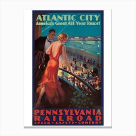 Travel To Atlantic City By Pennsylvania Railroad Canvas Print