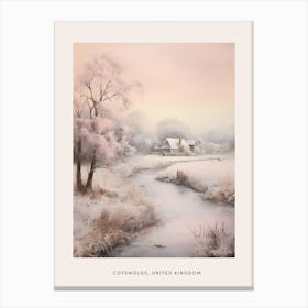 Dreamy Winter Painting Poster Cotswolds United Kingdom 4 Canvas Print