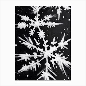 Needle, Snowflakes, Black & White 5 Canvas Print