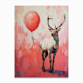 Cute Reindeer 1 With Balloon Canvas Print