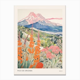 Pico De Orizaba Mexico 3 Colourful Mountain Illustration Poster Canvas Print