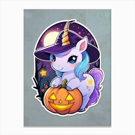 Unicorn Halloween Sticker Canvas Print