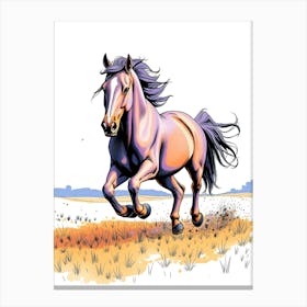 Running Horse Color Drawing Canvas Print