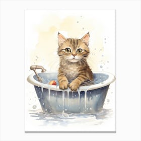 Pixiebob Cat In Bathtub Bathroom 5 Canvas Print
