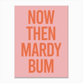 Pink Typographic Now Then Mardy Bum Canvas Print