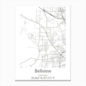 Bellview,United States Minimalist Map Canvas Print