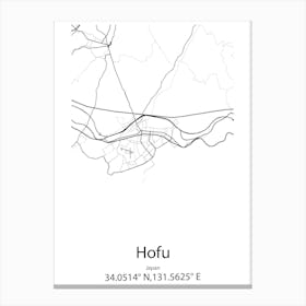 Hofu,Japan Minimalist Map Canvas Print