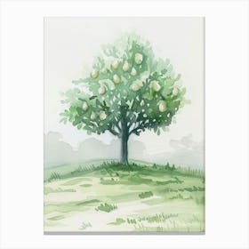 Pear Tree Atmospheric Watercolour Painting 3 Canvas Print