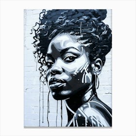 Graffiti Mural Of Beautiful Black Woman 40 Canvas Print