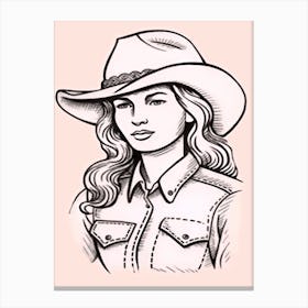 Cowgirl Portrait Pink 4 Canvas Print