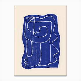 Abstract Line Art Figure 7 Cobalt Blue Canvas Print