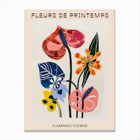 Spring Floral French Poster  Flamingo Flower 1 Canvas Print
