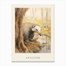 Beatrix Potter Inspired  Animal Watercolour Anteater Canvas Print