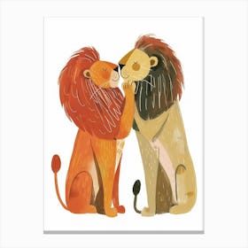 African Lion Mating Rituals Clipart 2 Canvas Print