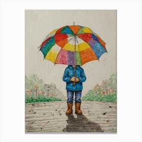 Child With Umbrella Canvas Print