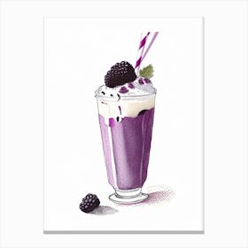 Blackberry Milkshake Dairy Food Pencil Illustration 3 Canvas Print