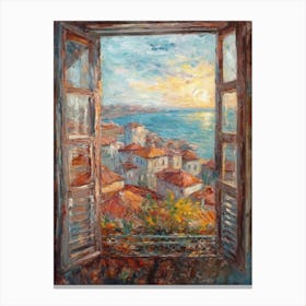 Window View Of Istanbul In The Style Of Impressionism 2 Canvas Print