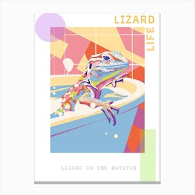 Lizard In The Bathtub Modern Abstract Illustration 3 Poster Canvas Print
