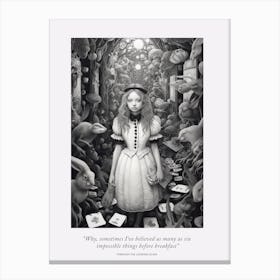 Through The Looking Glass, Alice In Wonderland Quote 5 Canvas Print