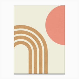 Mid-century Modern Sun and Rainbow - Abstract Modern Minimalist Pink Canvas Print