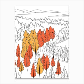 Autumn Trees Coloring Page Canvas Print