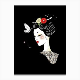 Geisha Dark and Color Illustration Canvas Print