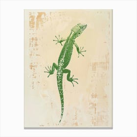Green Crested Gecko Blockprint 3 Canvas Print
