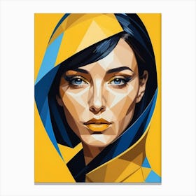 Geometric Woman Portrait Pop Art Fashion Yellow (3) Canvas Print