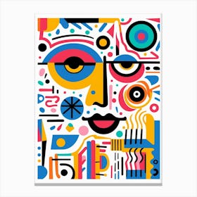 Geometric Pop Art Face 3 Canvas Print