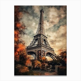 Eiffel Tower Paris France Oil Painting Style 2 Canvas Print