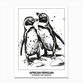 Penguin Squabbling Over Territory Poster 1 Canvas Print