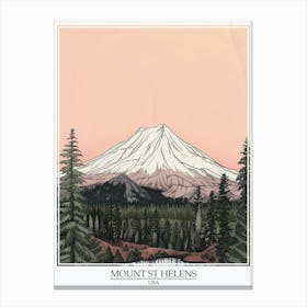 Mount St Helens Usa Color Line Drawing 5 Poster Canvas Print