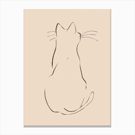 Cat Drawing - Boho, Line Art Canvas Print