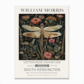 William Morris Vintage Poster Dragonfly Flowers Canvas Print