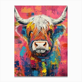 Kitsch Colourful Hairy Cow 4 Canvas Print