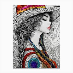 Woman In A Hat 15 Canvas Print