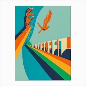 Hand Reaching For A Bird Canvas Print