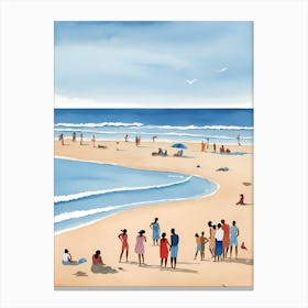 People On The Beach Painting (11) Canvas Print