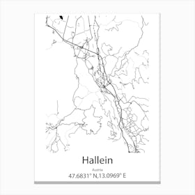 Hallein,Austria Minimalist Map Canvas Print