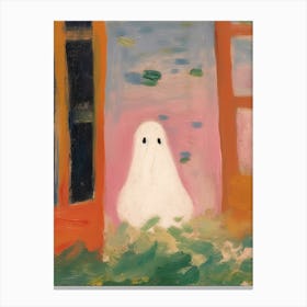 Open Window With A Ghost, Matisse Style, Spooky Halloween 0 Canvas Print