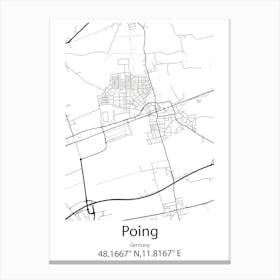 Poing,Germany Minimalist Map Canvas Print