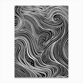 Wavy Sketch In Black And White Line Art 8 Canvas Print