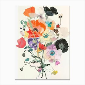 Poppy Collage Flower Bouquet Canvas Print