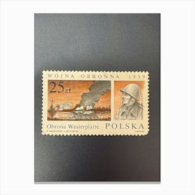 Poland Stamp Canvas Print