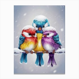 Birds In The Snow Canvas Print