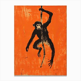 Monkey, Woodblock Animal  Drawing 4 Canvas Print